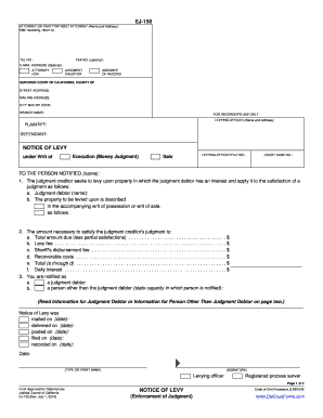 California Notice of Levy