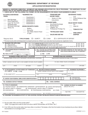 Tennessee Business Tax Registration Application