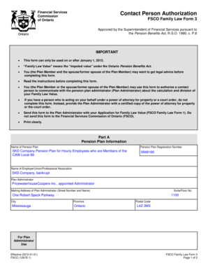 Ontario FSCO Family Law Form 3