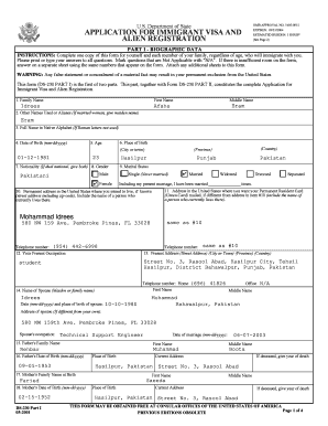US Immigrant Visa Application Form DS-230
