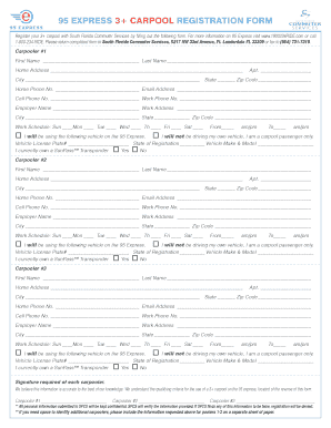 95 Express 3+ Carpool Registration Form