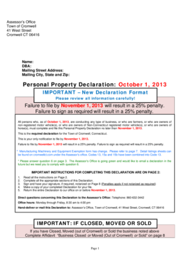 Personal Property Declaration Form