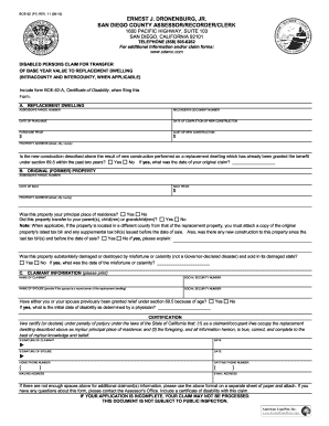 California Disabled Person Claim for Transfer of Base Year Value