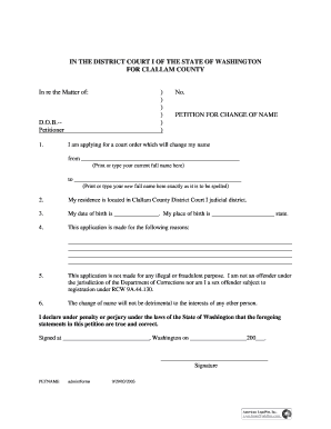 Washington Change of Name Petition