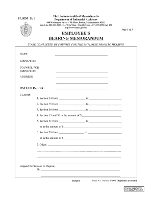 Massachusetts Employee Hearing Memorandum