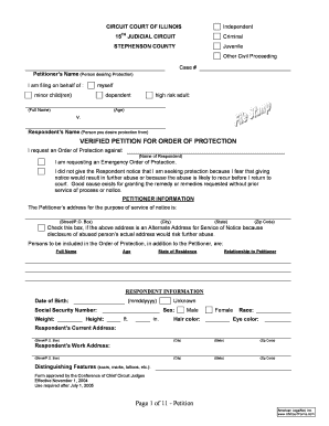 Illinois Order of Protection Petition