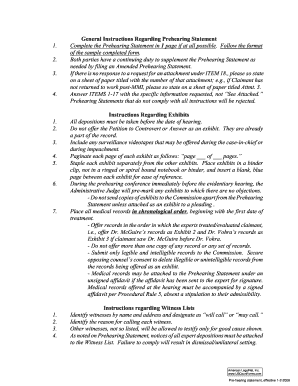 Prehearing Statement Form