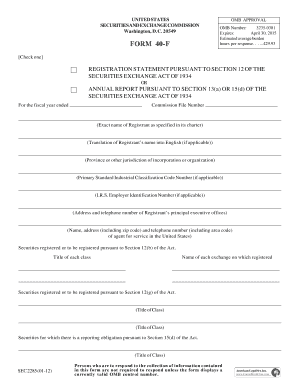 Form 40-F Registration Statement