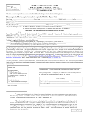US Bankruptcy Court Registration Form