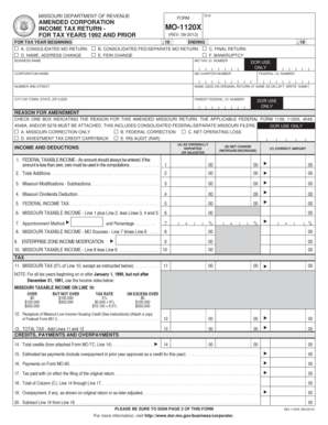 Missouri Amended Corporation Income Tax Return