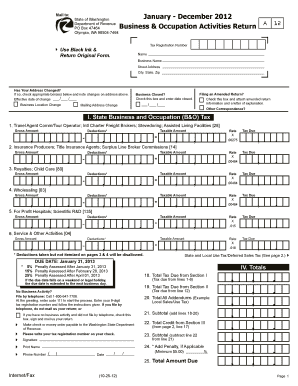 Washington Business & Occupation Activities Return A 12