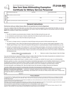New York State Withholding Exemption Certificate