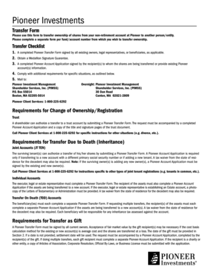 Pioneer Investments Transfer Form