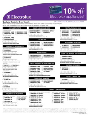 Electrolux Appliance Rebate Form
