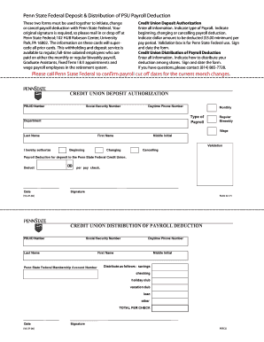 Penn State Federal Payroll Deduction Forms