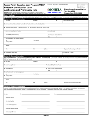 Federal Consolidation Loan Application and Promissory Note