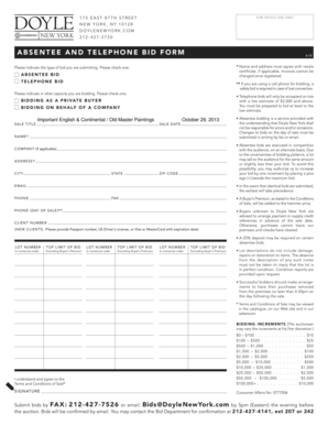 Absentee and Telephone Bid Form
