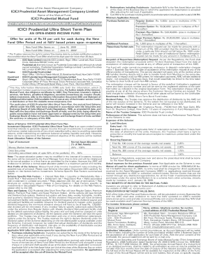 ICICI Prudential Ultra Short Term Plan Application Form