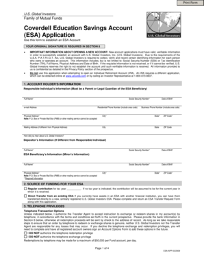 Coverdell Education Savings Account Application