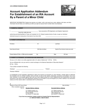 IRA Account Application Addendum for Minor Child