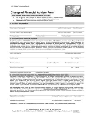 Change of Financial Advisor Form