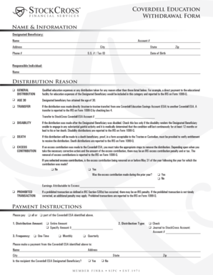 Coverdell ESA Withdrawal Form
