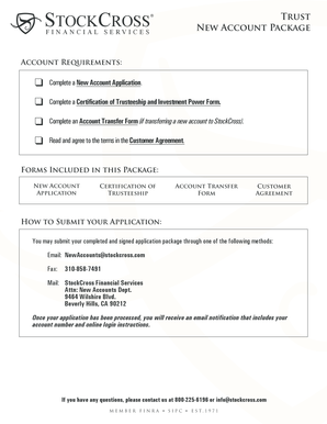 StockCross New Account Application