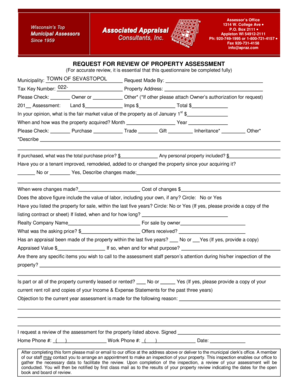 Request for Review of Property Assessment