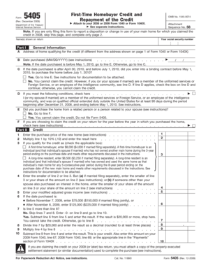 IRS Form 5405 First-Time Homebuyer Credit Repayment