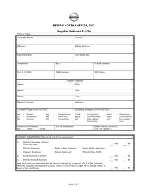 Nissan North America Supplier Business Profile