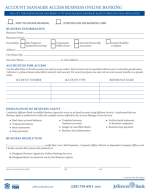 Jefferson Bank Business Online Banking Application