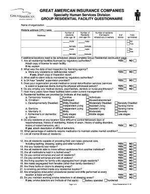 Group Residential Facility Questionnaire