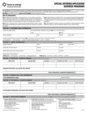 Focus on Energy Business Special Offering Application