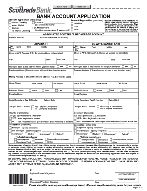 Bank Account Application Form