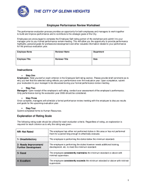 Employee Appraisal Form - Glenn Heights, Texas