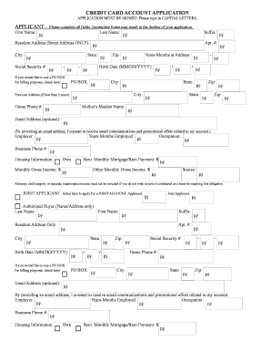 Credit Card Account Application