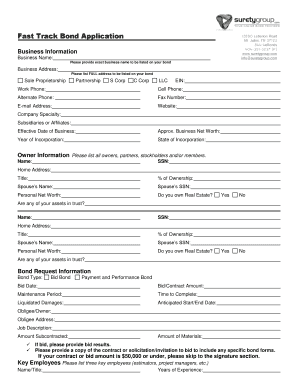 Fast Track Bond Application