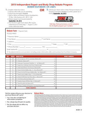 2013 Independent Repair and Body Shop Rebate ... - ClickMotive