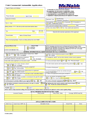 Utah Commercial Automobile Application