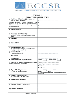 Private Transfer Form R19