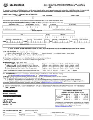 USA Swimming Non-Athlete Registration Application