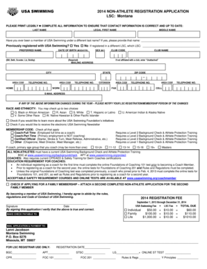 USA Swimming Non-Athlete Registration Application