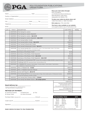 PGA Foundation Order Form