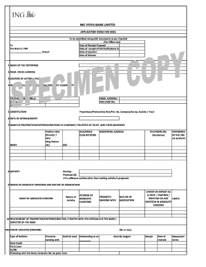 ING Vysya Bank MSE Application Form