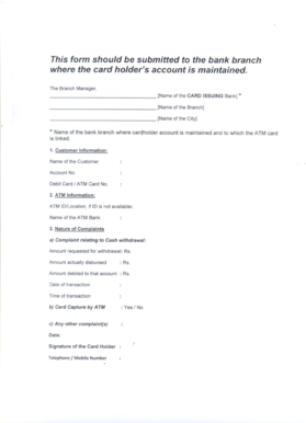 ATM Complaint Form