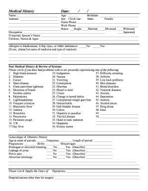 Medical History Form Master - Rose Tree Medical Associates