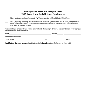 Willingness to Serve as a Delegate