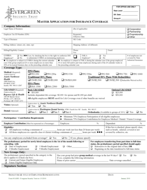 Master Application for Insurance Coverage