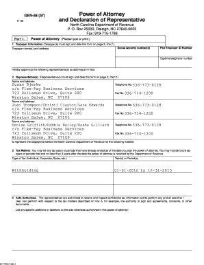 north carolina department of revenue power of attorney 2848 form