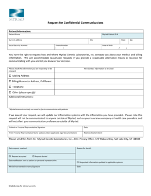 Request for Confidential Communications